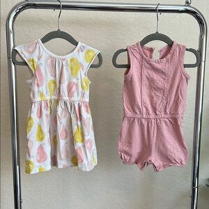 Pink Polka Dot Romper and Precious Pear Dress 12M